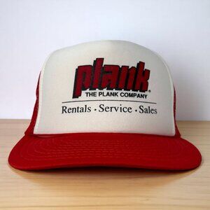 Plank The Plank Company Red/White Mesh Trucker Hat Adjustable Snapback Cap